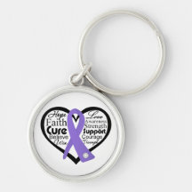 Hodgkin's Lymphoma Heart Ribbon Collage Key Chains