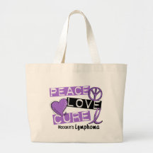Hodgkin's Lymphoma PEACE LOVE CURE 1 Tote Bags