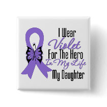 Hodgkins Lymphoma Ribbon My Hero My Daughter Pinback Buttons
