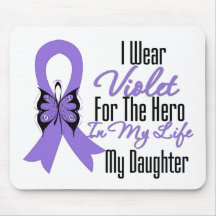 Hodgkins Lymphoma Ribbon My Hero My Daughter Mouse Pads