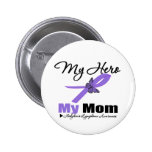 Hodgkins Lymphoma Ribbon My HERO My Mom Pinback Button