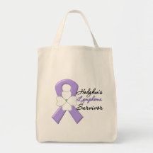Hodgkin's Lymphoma Survivor Flower Ribbon Canvas Bag