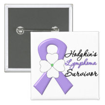 Hodgkin's Lymphoma Survivor Flower Ribbon Button
