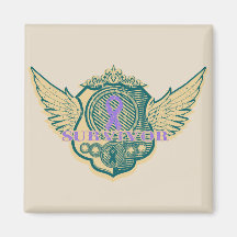 Hodgkins Lymphoma Survivor Vintage Winged Fridge Magnet