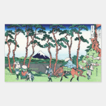 Hodogaya sur le Tokaido Katsushika Hokusai Sticker Rectangulaire