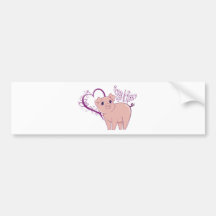 Hogg and Kisses, Cute little pink pig digital art Bumper Stickers