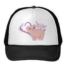 Hogg and Kisses, Cute little pink pig digital art Mesh Hat