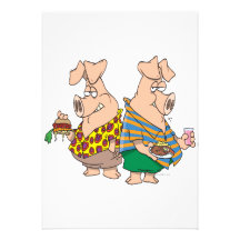 hogs pig out pigs funny cartoon custom invitations