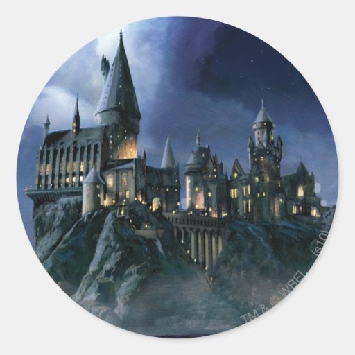 Hogwarts Castle At Night Round Sticker