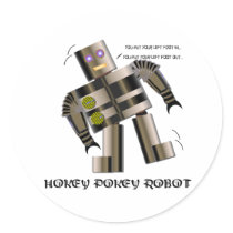 Hokey Pokey Robot Round Sticker