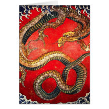 Hokusai Gold Japanese Dragon Cards