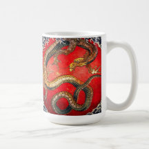 Hokusai Gold Japanese Dragon Mug