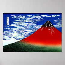 Hokusai Red Fuji Bright Version High Resolution Print