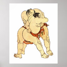Hokusai Sumo Wrestlers Print