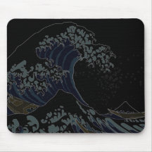 Hokusai's wave dark alfombrilla de ratón