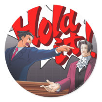 Hold It! Phoenix Wright & Miles Edgeworth Round Stickers