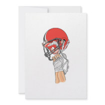 holding helmet high football design custom invite