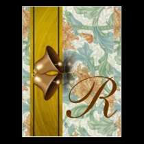 Holiday Bells monogrammed postcards
