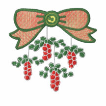Holiday bow and berries embroidered women's shirt