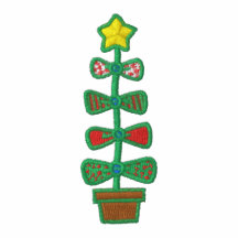 Holiday bow christmas tree embroidered women shirt