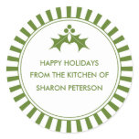 Holiday Canning Labels - Green Striped Holly stickers
