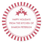 Holiday Canning Labels - Red Striped Holly stickers