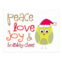Holiday Cheer Owl, Post Card