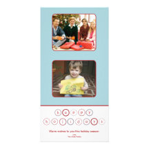 Holiday Circle Banner Squares - Blue Picture Card