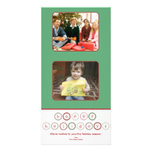 Holiday Circle Banner Squares - Green & Red Customized Photo Card