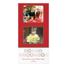 Holiday Circle Banner Squares - Red & Green Custom Photo Card