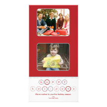 Holiday Circle Banner Squares - Red Personalized Photo Card