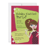 Holiday Cocktail Party Retro Woman with Martini Invites