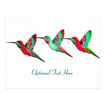 Holiday Coloured Hummingbirds Post Cards