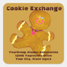 Holiday Cookie Exchange return address Square Stickers