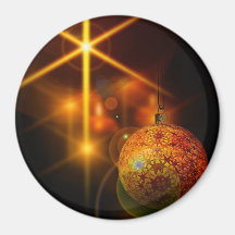 Holiday Decoration Gold Christmas Bauble Light Magnet