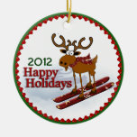Holiday Downhill Moose Christmas Tree Ornaments