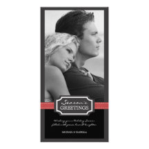 Holiday Elegance Season's Greeting Red Ribbon Photo Cards