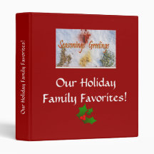Holiday Family Favourite recipes 3 Ring Binders