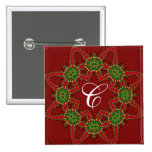 Holiday Favours Red & Green Monogram Button