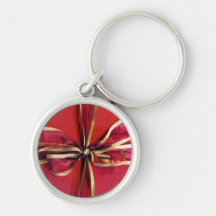 Holiday Gift Wrap and Bows Keychain