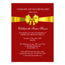 Holiday Gold Ribbon Illustration Corporate Party Cards