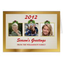 Holiday Greeting 3-Photo Template Cards