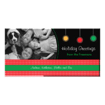 Holiday Greetings Red & Green Photo Card Template
