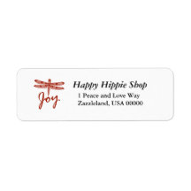 Holiday Joy Dragonfly Custom Return Address Label