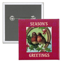 Holiday Lovebirds Button