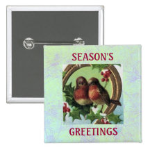Holiday Lovebirds Button
