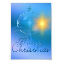 Holiday Merry Christmas Blue Ornament Light Photo Art