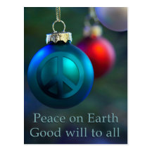 Holiday Ornament with Peace Sign Postcard