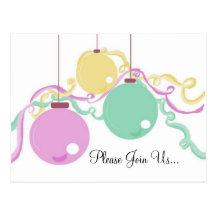 Holiday Ornaments Party Invitation Postcard