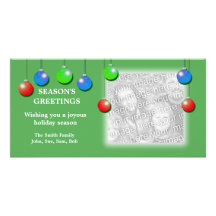 Holiday Ornaments (wide) Photo Card Template